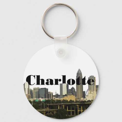 Charlotte NC Skyline with Charlotte in the Sky Keychain