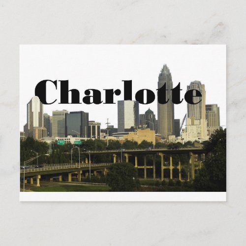 Charlotte NC Skyline with Charlotte in the Sky Postcard