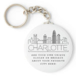 Charlotte, NC Stylized Skyline | Custom Slogan Keychain Charlotte, NC Stylized Skyline | Custom Slogan Keychain