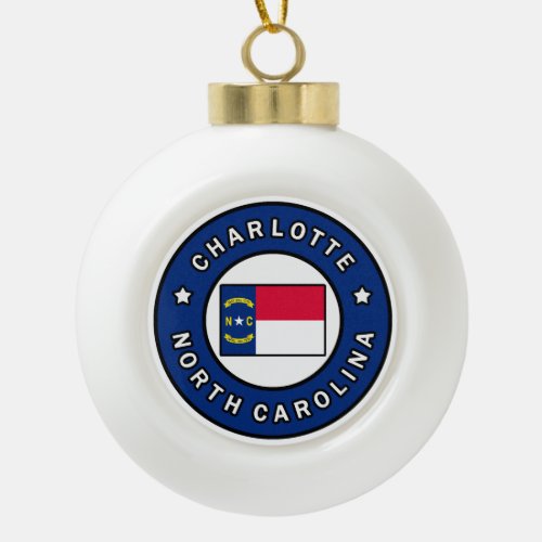 Charlotte North Carolina Ceramic Ball Christmas Ornament