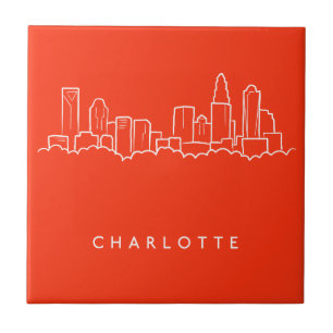 Charlotte, North Carolina City Skyline Ceramic Tile