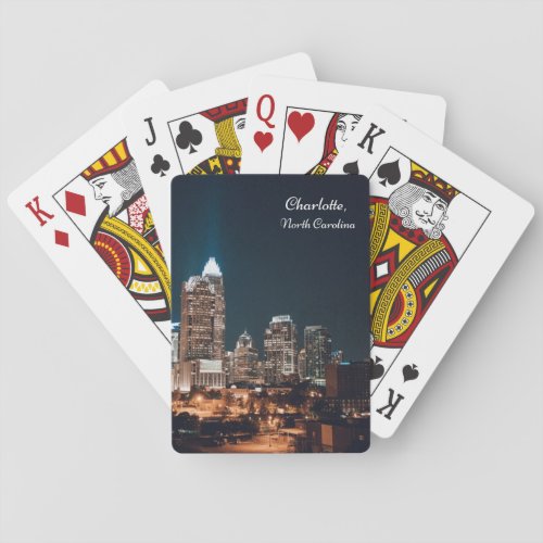 Charlotte North Carolina City Skyline Night Playing Cards