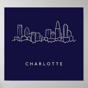 Charlotte, North Carolina City Skyline Poster