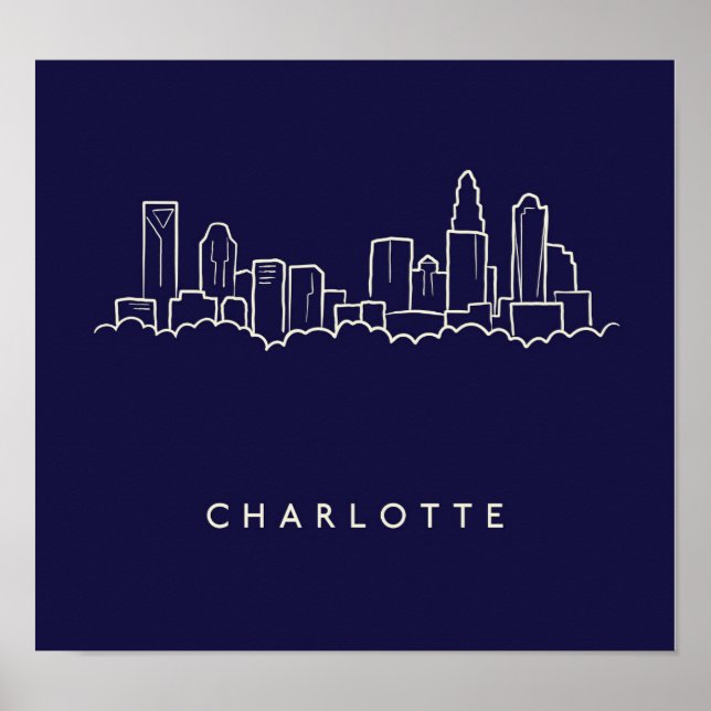 Charlotte, North Carolina City Skyline Poster (Front)