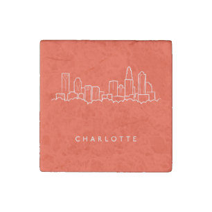 Charlotte, North Carolina City Skyline Stone Magnet