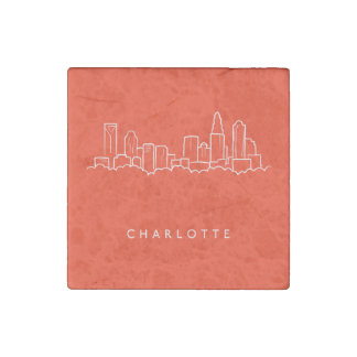 Charlotte, North Carolina City Skyline Stone Magnet