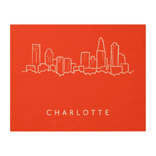 Charlotte, North Carolina City Skyline Wood Wall Art