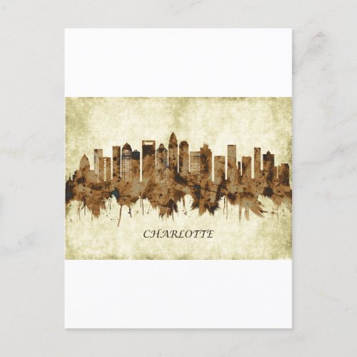 Charlotte North Carolina Cityscape Invitation Postcard