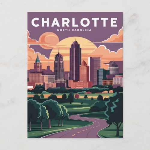 Charlotte north carolina Illustration Postcard