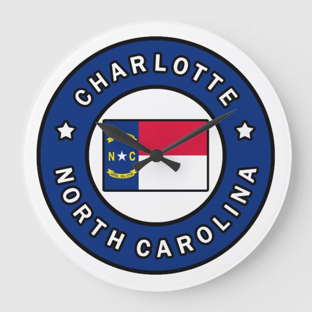 Charlotte North Carolina Large Clock (Front)