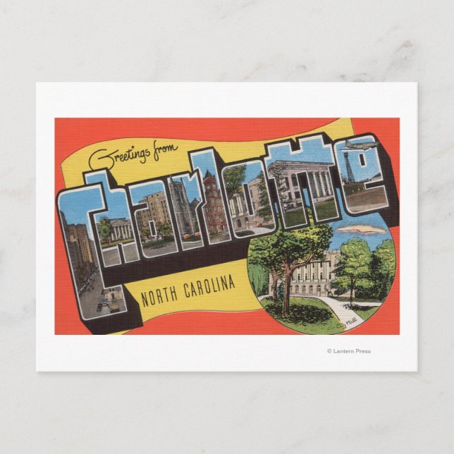 Charlotte, North Carolina - Large Letter Scenes Postcard (Front)