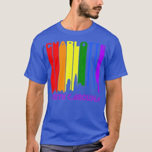 Charlotte North Carolina LGBQ Gay Pride Skyline  T_Shirt