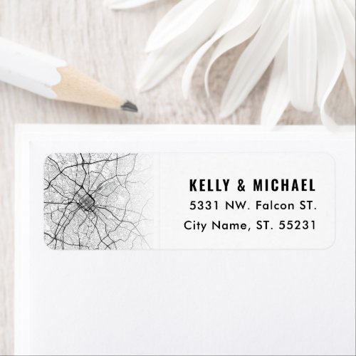 Charlotte North Carolina Map Themed  Return Label