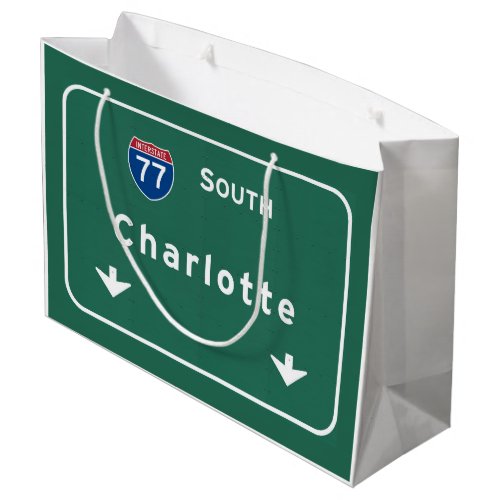 Charlotte North Carolina nc Interstate Highway  Large Gift Bag