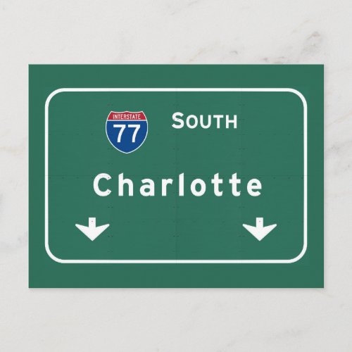 Charlotte North Carolina nc Interstate Highway  Postcard
