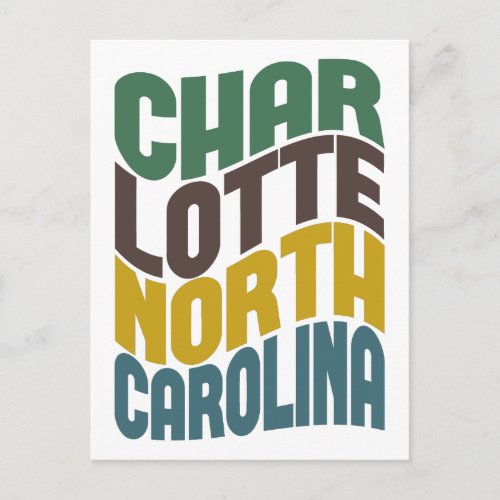Charlotte North Carolina Retro Wave Postcard