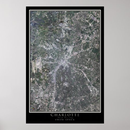 Charlotte North Carolina Satellite Poster Map