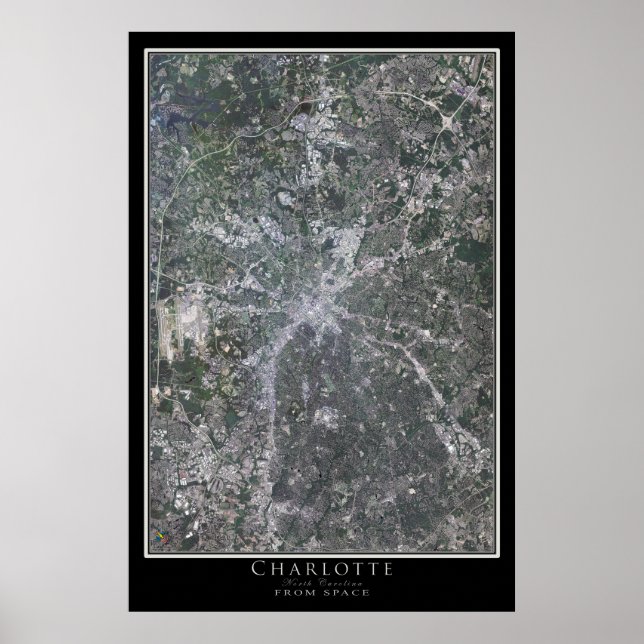Charlotte North Carolina Satellite Poster Map (Front)
