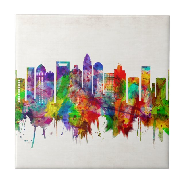 Charlotte North Carolina Skyline Ceramic Tile (Front)