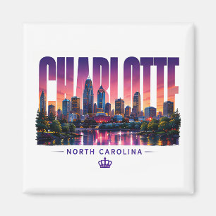 Charlotte North Carolina Skyline City Name Travel Magnet