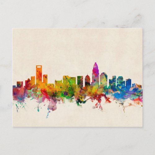 Charlotte North Carolina Skyline Cityscape Postcard