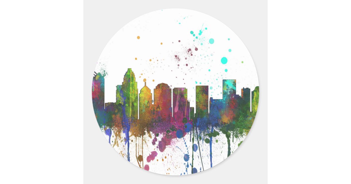 Charlotte North Carolina Skyline Classic Round Sticker Zazzle Com