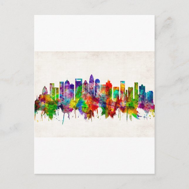 Charlotte North Carolina Skyline Holiday Postcard (Front)
