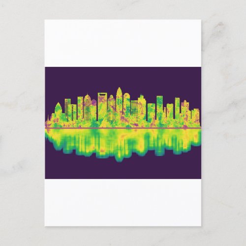 Charlotte North Carolina Skyline Holiday Postcard