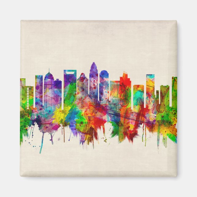 Charlotte North Carolina Skyline Magnet (Front)