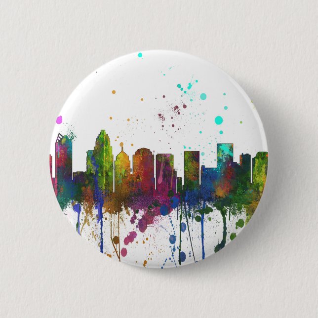 CHARLOTTE, NORTH CAROLINA SKYLINE PINBACK BUTTON (Front)