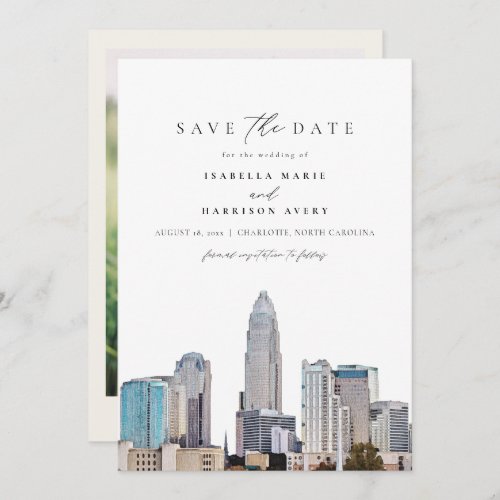 CHARLOTTE NORTH CAROLINA Skyline Save the Date Invitation