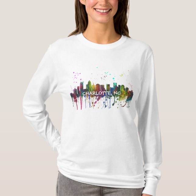 CHARLOTTE, NORTH CAROLINA SKYLINE T-Shirt (Front)