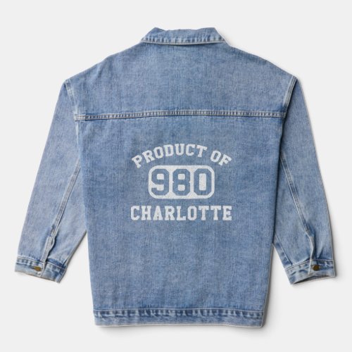 Charlotte North Carolina Vintage Retro Area Code   Denim Jacket