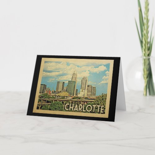 Charlotte North Carolina Vintage Travel Card
