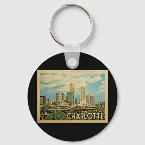 Charlotte North Carolina Vintage Travel Keychain