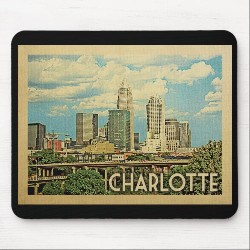 Charlotte North Carolina Vintage Travel Mouse Pad