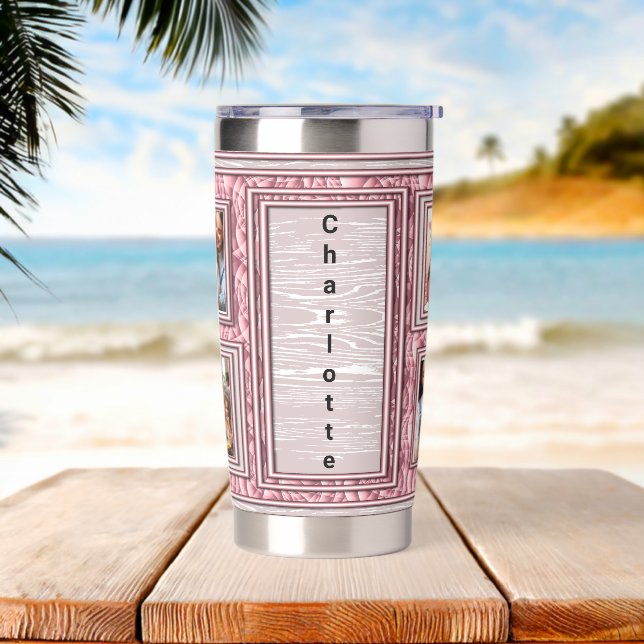 Charlotte Pink Photo Collage Frame Insulated Tumbler (Beach)