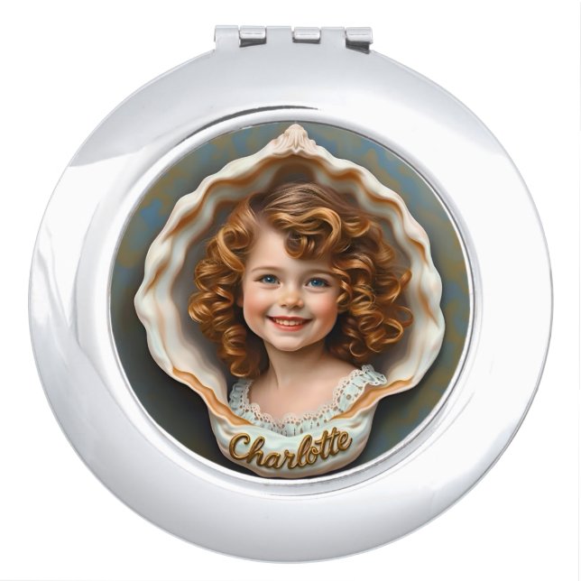 CHARLOTTE ~ Portrait ~ Mother-of-pearl ~   Compact Mirror (Front)