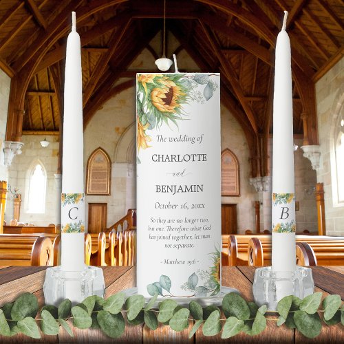  Charlotte Rustic Script Sunflower Christian Unity Candle Set
