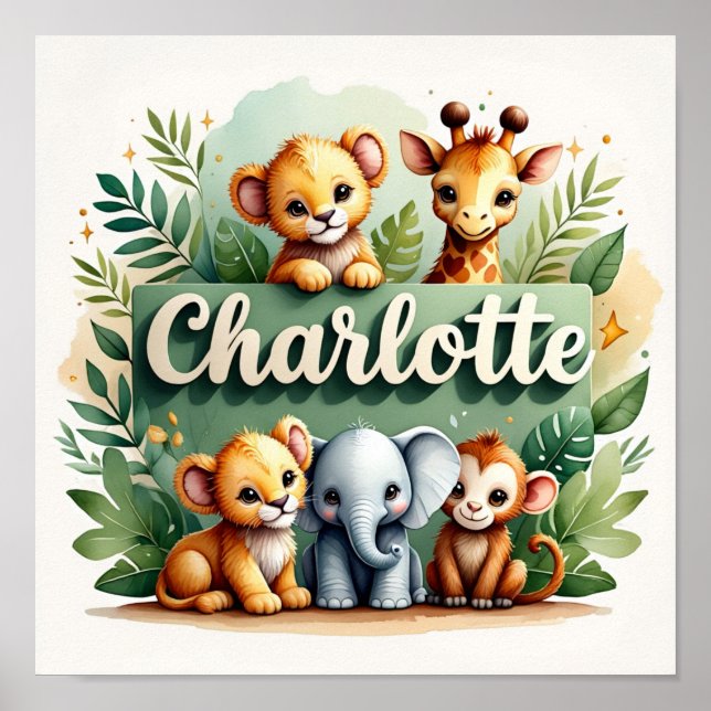 Charlotte Safari Nursery Wall Art (Front)