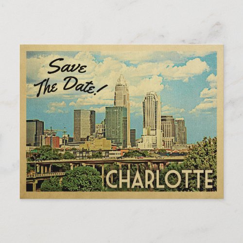 Charlotte Save The Date North Carolina Announcement Postcard