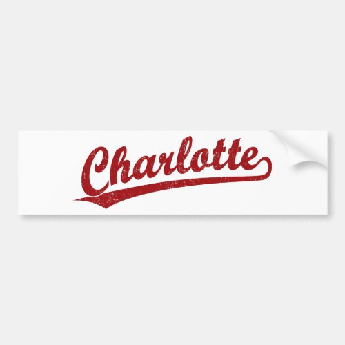Charlotte script logo in red bumper sticker