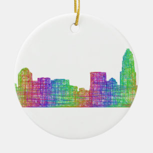 Charlotte skyline ceramic ornament