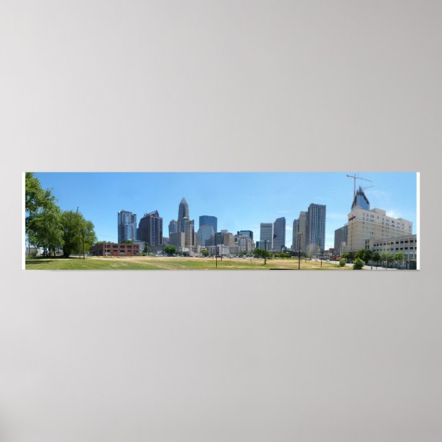 Charlotte Skyline Day - full @ 30.5x7.5 Poster (Front)