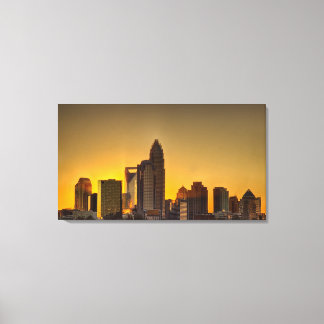 Charlotte skyline during sunset canvas print