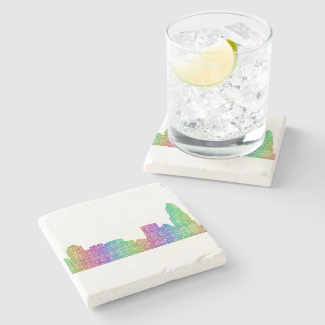 Charlotte skyline stone coaster (Side)