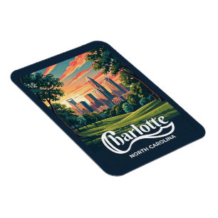 Charlotte Skyline Sunset – North Carolina  Magnet