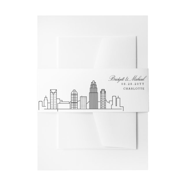 Charlotte Skyline Wedding |  Invitation Belly Band (Front Example)