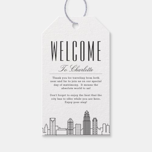 Charlotte Skyline  Welcome Message Gift Tags