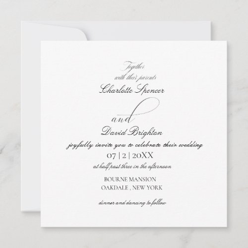 Charlotte SuiteElegant Square Black Callig Wedd Invitation